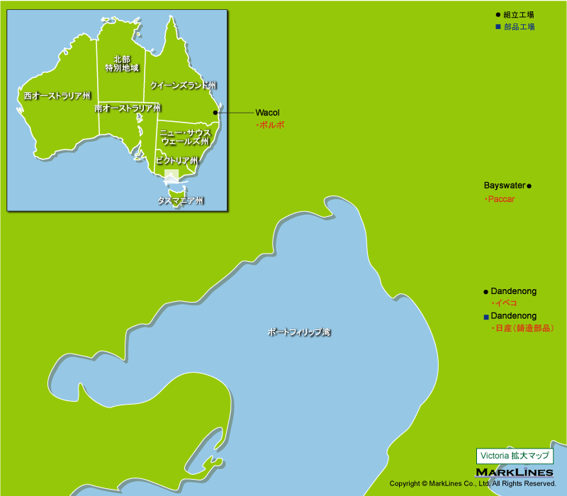 オーストラリアの完成車メーカー工場立地マップ 自動車産業ポータル マークラインズ
