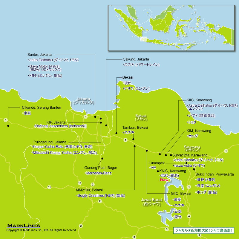 インドネシアの完成車メーカー工場立地マップ 自動車産業ポータル マークラインズ
