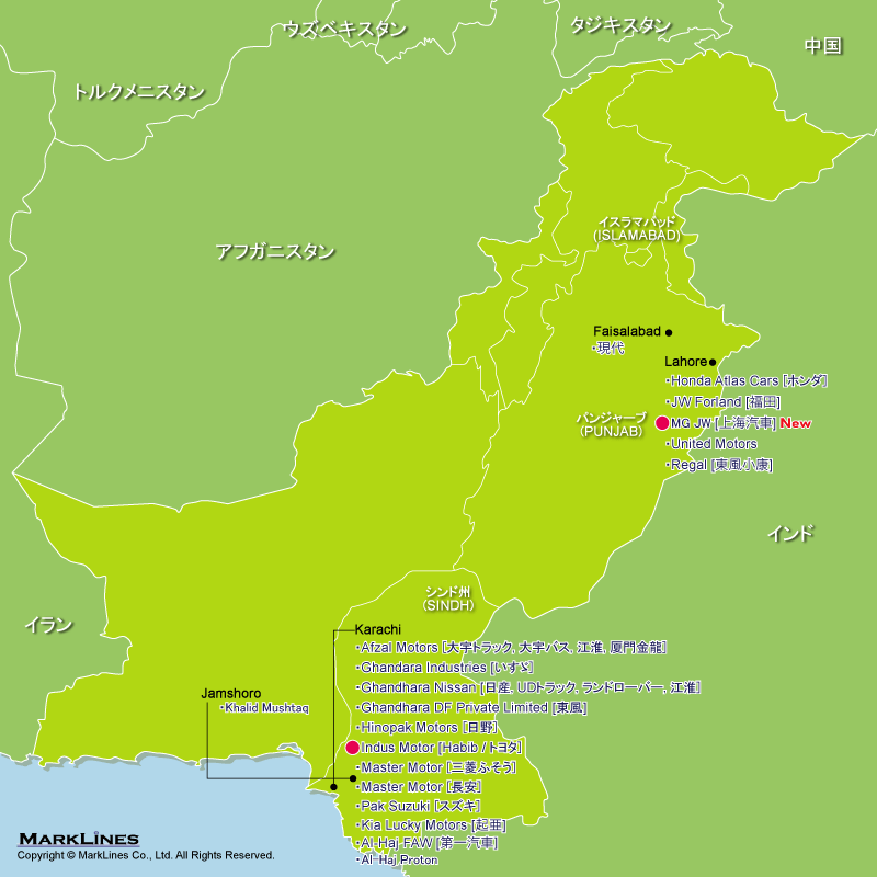 パキスタンの完成車メーカー工場立地マップ 自動車産業ポータル マークラインズ