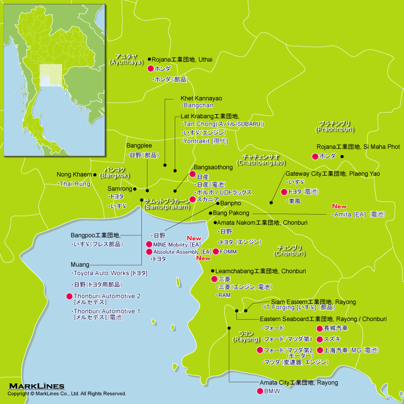 タイの完成車メーカー工場立地マップ 自動車産業ポータル マークラインズ
